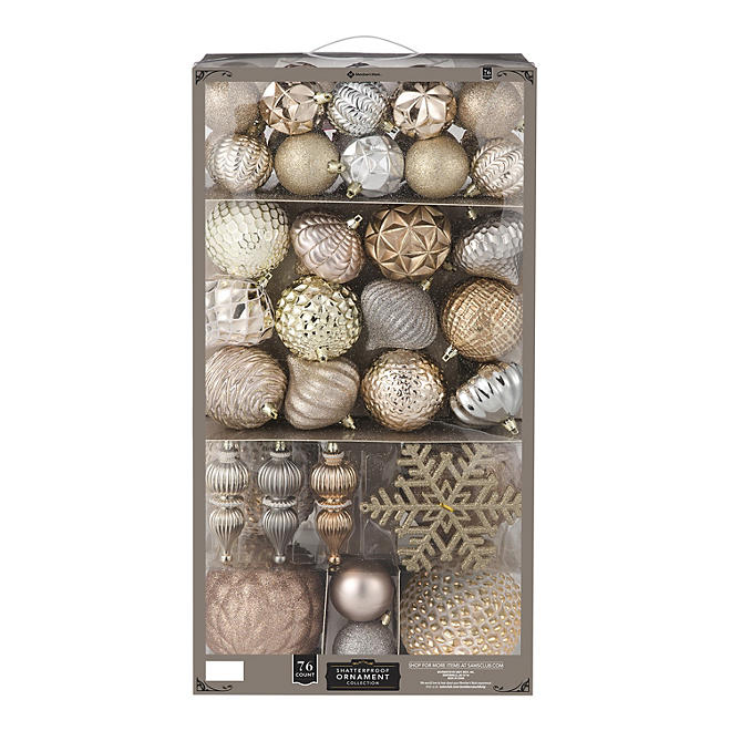 Member's Mark 76-ct. Shatterproof Ornament Collection (Luminous Reflections)