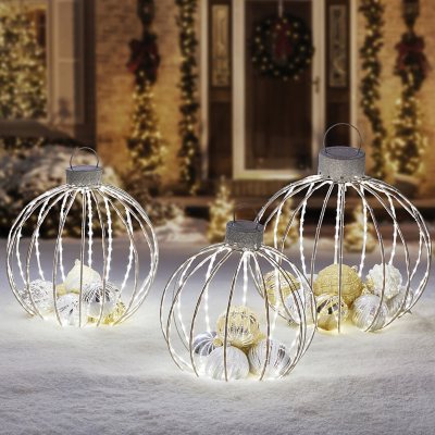 Member's Mark 3-Piece Pre-Lit Twinkling Ornament Decor (Silver) - Sam's