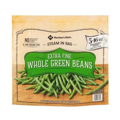 Member's Mark Extra Fine Whole Green Beans 16 oz. steam bags, 5 ct