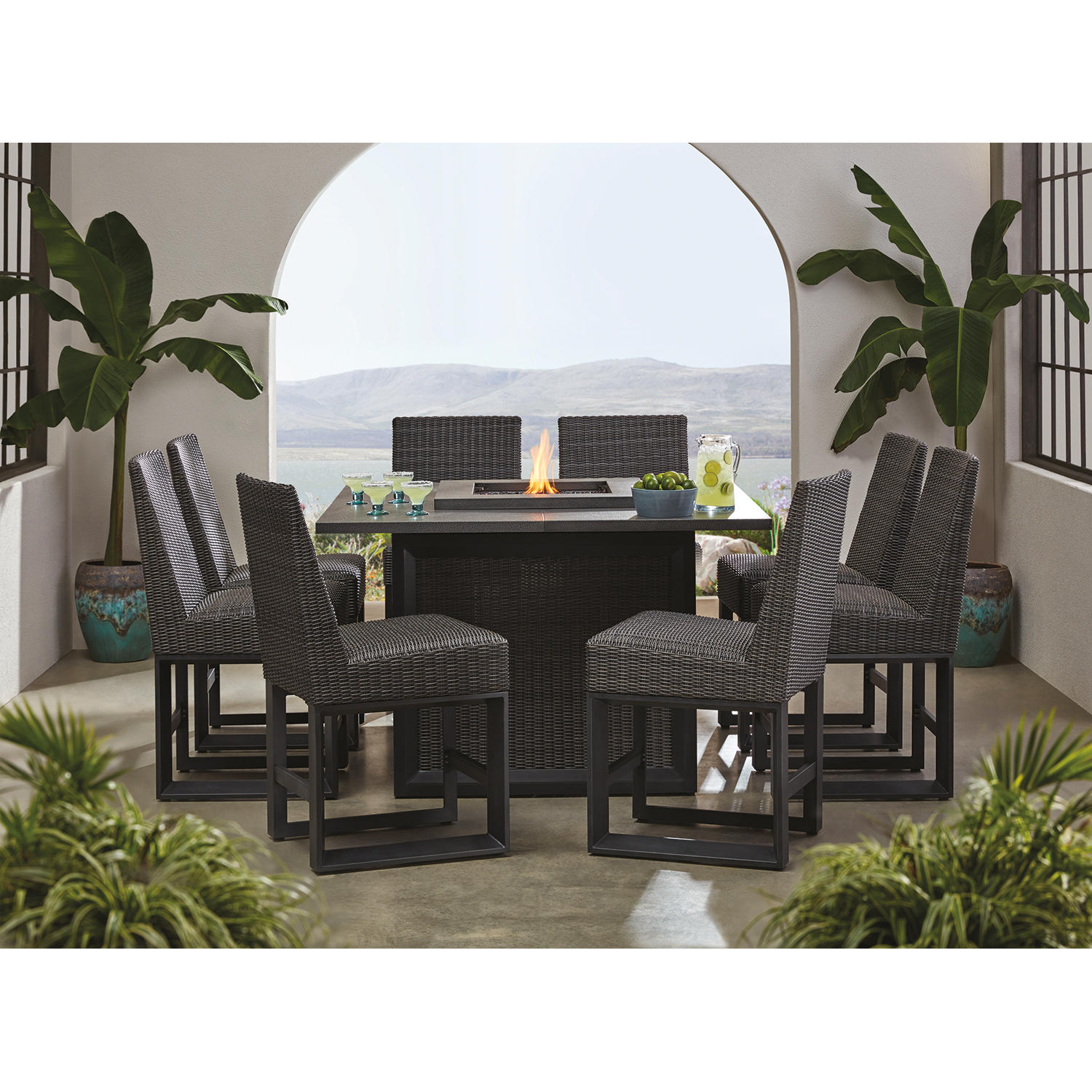 Member’s Mark Adler 9-Piece Counter Height Patio Dining Set with Fire Pit