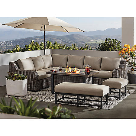 Member's Mark Athena 7-Piece Sectional with Firepit - Cast Ash