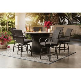 Member's Mark Homewood 7-Piece Counter Height Dining Set with Fire Pit