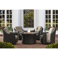 Member's Mark Agio Heritage 5-Piece Fire Pit Chat Set with Sunbrella Fabric - Shale