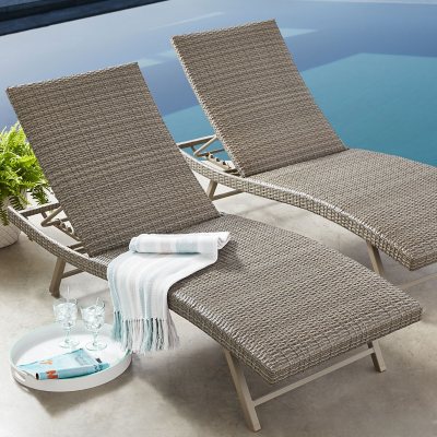 Woven padded chaise online lounge