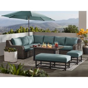 Member's Mark Athena 7-Piece Sectional with Firepit - Cast Lagoon