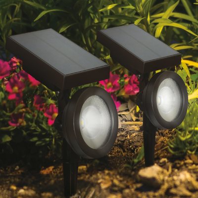 Member's Mark 2-Piece LED Solar Spotlights - Oil-Rubbed Bronze