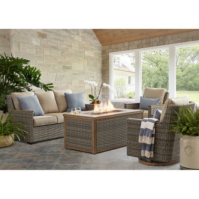 Member’s Mark Bungalow 4-Piece Fire Chat Patio Set with Sunbrella Fabric