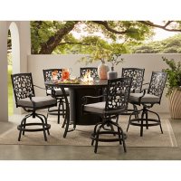Member's Mark Agio Hastings 7-Piece High Dining with Fire Pit and Sunbrella Fabric