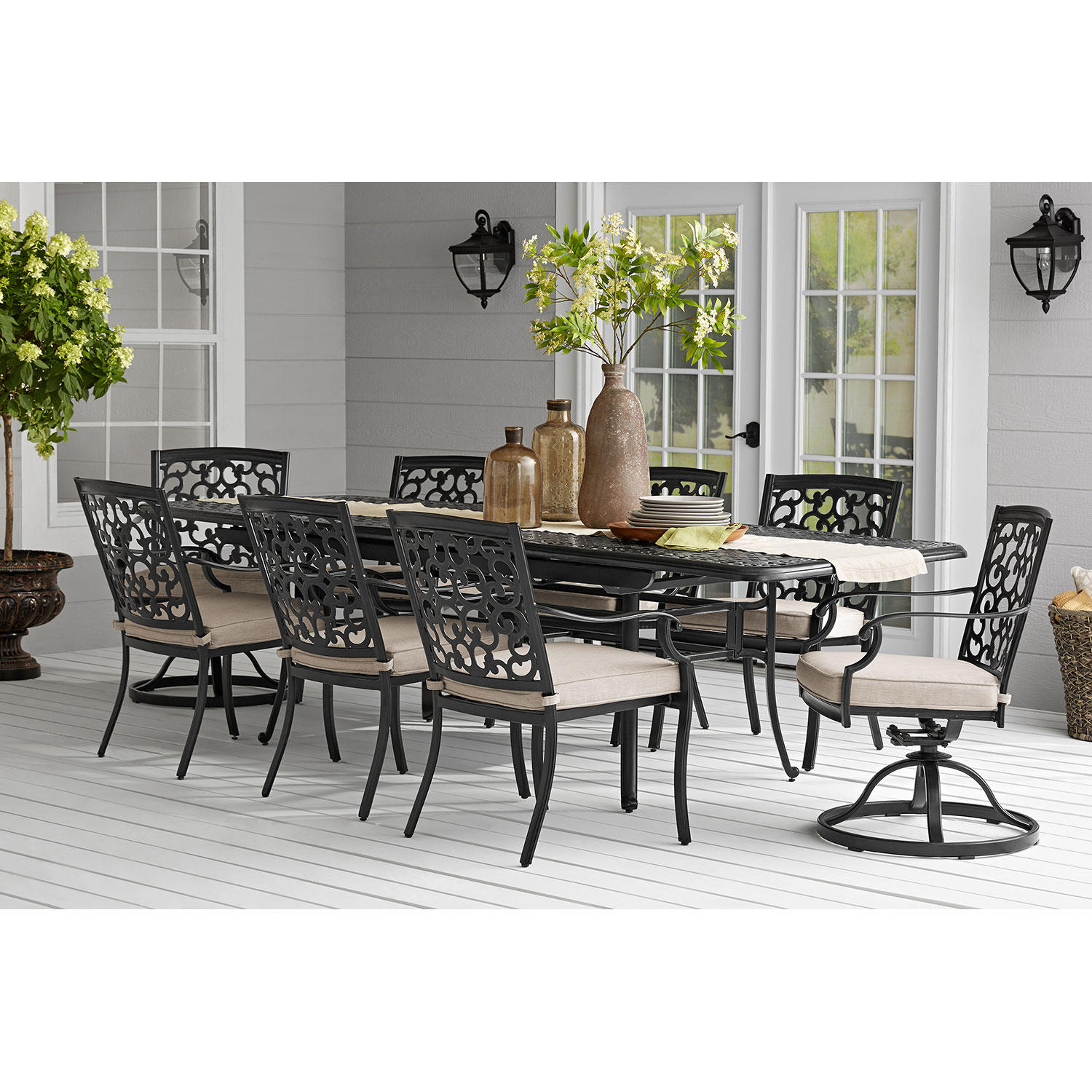 Member’s Mark Agio Hastings 9-Piece Extension Table Dining Set with Sunbrella Fabric