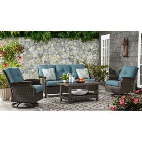 Outdoor Wicker Furniture Set, 6 Piece Patio Dining Set with 3-Seat Sofa,  Wicker Chair, Stools, Dining Table, All-Weather Outdoor Conversation Set  with Cushions for Backyard, Garden, Pool, Porch, L4846 - Walmart.com
