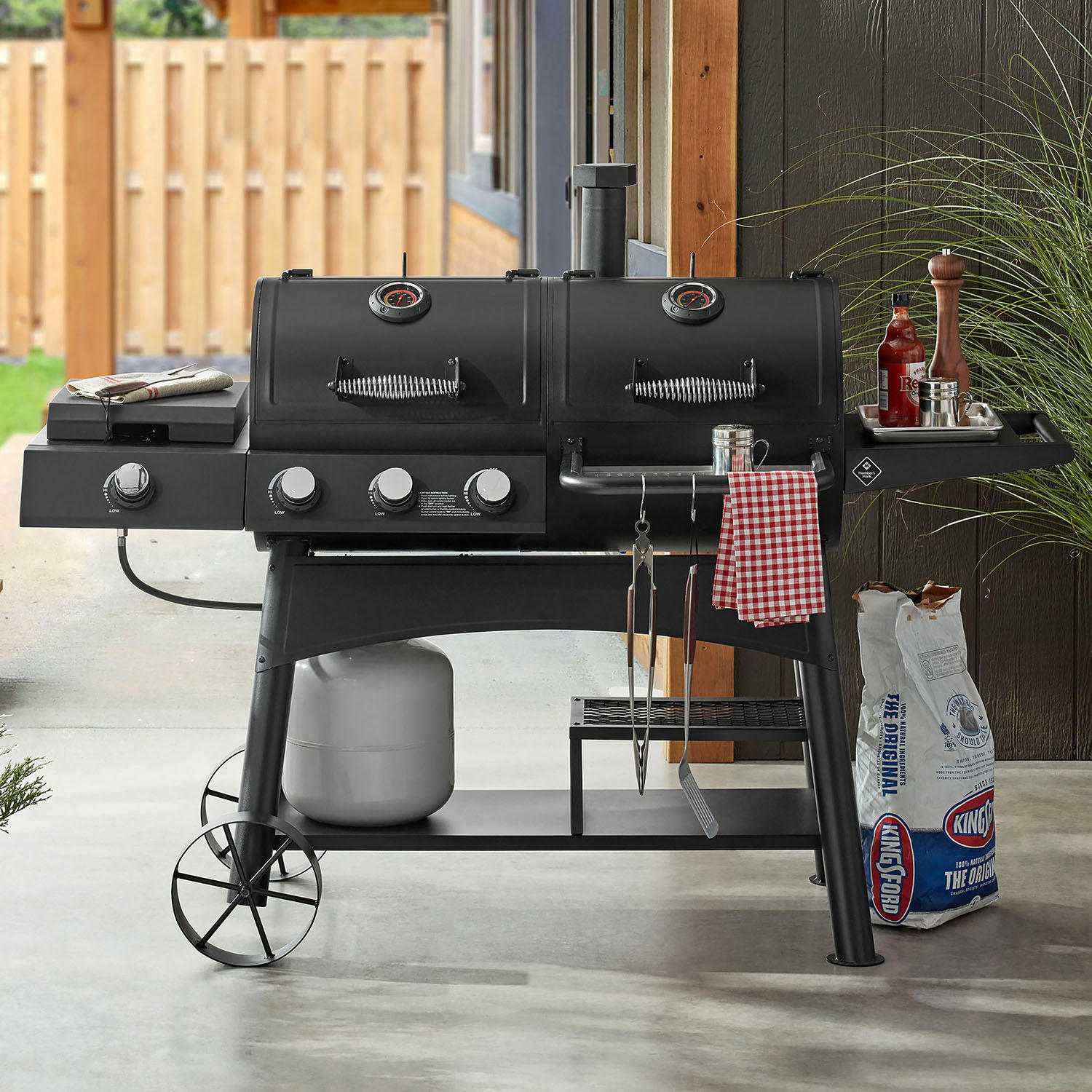 Members Mark Charcoal & Gas Combo Grill with Sideburner Griddle