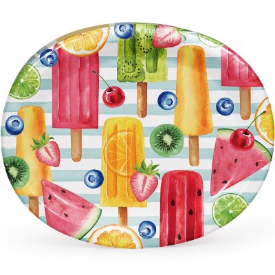 Member S Mark Summer Fun Treats Oval Paper Plates 10 X 12 55 Ct Sam S Club