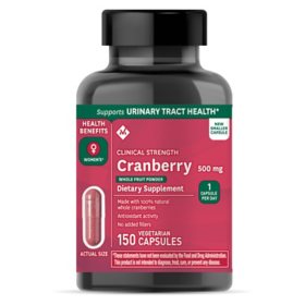 Member's Mark Clinical Strength Cranberry Capsules, 500 mg, 150 ct.