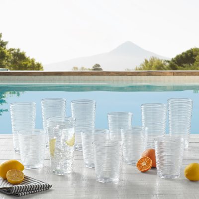 Plastic Tumblers Drinking Glasses Set of 2 Clear,Acrylic Cups For Kitchen -  Unbreakable, BPA Free, Dishwasher