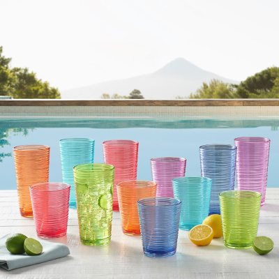 Set Of 8 Acrylic Plastic Tumblers 12oz Unbreakable Small Cups In 4 Assorted 