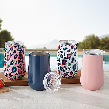 Member's Mark 16-Ounce Stainless-Steel Insulated Vacuum Tumblers with Lids, 4-Pack (Assorted Colors)
