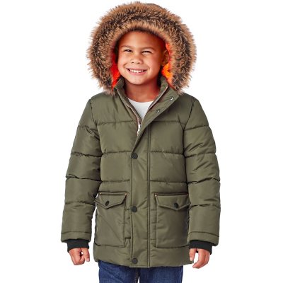 Kids Boys Hooded Puffer Warm Coat Faux Fur Padded Jackets Thick Winter Outwear