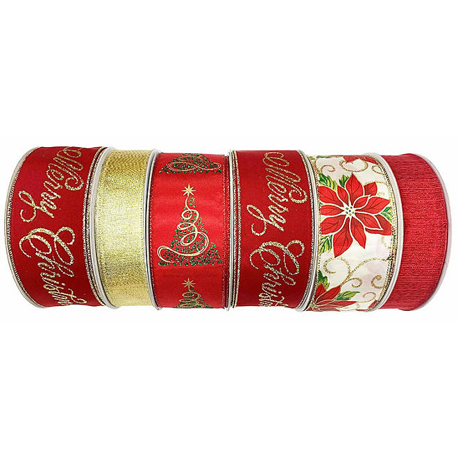 Member’s Mark 6-Pk. Premium Wired Ribbon (Traditional Holiday)		