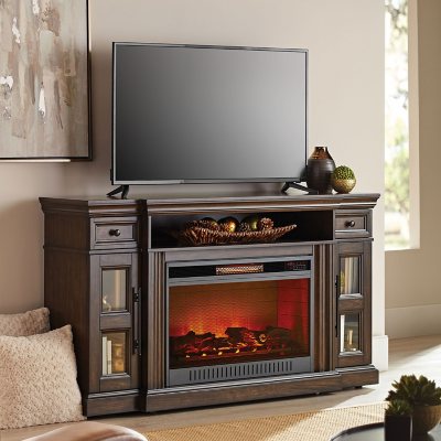 Manhattan Media Fireplace for TVs up to 75″ & 100 lbs.