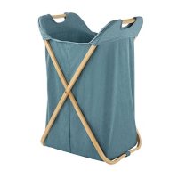 Member's Mark Collapsible Hamper with Bamboo Frame-Blue