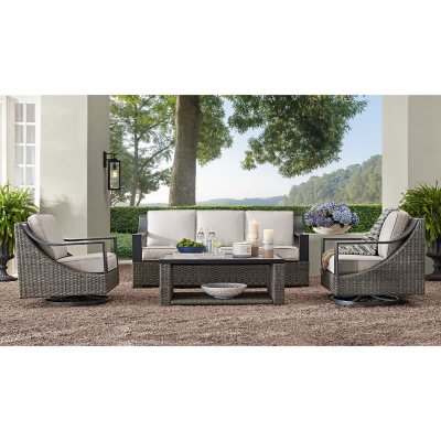 Amazon.com: Homall 4 Pieces Outdoor Patio Furniture Sets Rattan Chair  Wicker Set, Outdoor Indoor Use Backyard Porch Garden Poolside Balcony Furniture  Sets Clearance (Brown and Beige) : Patio, Lawn & Garden