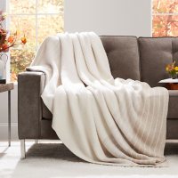 Member’s Mark Heathered Border Cozy Knit Throw (Assorted Colors)