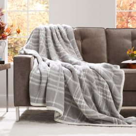 Member's Mark Quinn Plaid Cozy Knit Throw  60"x70" (Assorted Colors)