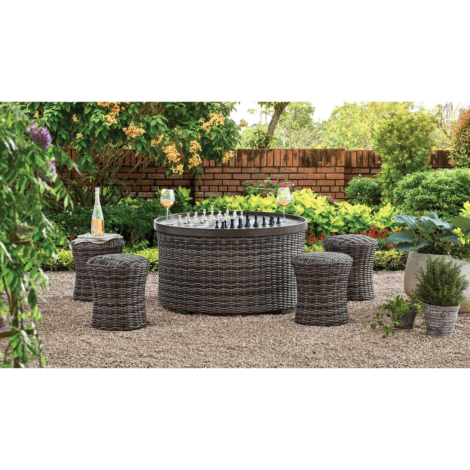 Member’s Mark Gambit 5-Piece Ottoman Patio Set with Chess and Checkers Game Table