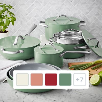  Member Mark 11 Piece Modern Ceramic Cookware Set With Smart  Kitchen Tools Set (Assorted Colors) (Green): Home & Kitchen