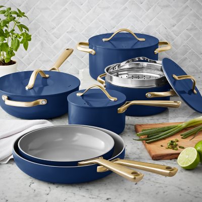 Caraway Nonstick Ceramic Cookware Set (12 Piece) Pots, Pans, 3 Lids and  Kitchen Storage - Non Toxic, PTFE & PFOA Free - Oven Safe & Compatible with