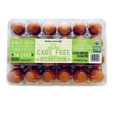 Member's Mark Brown Organic Cage Free Eggs, 24 ct.