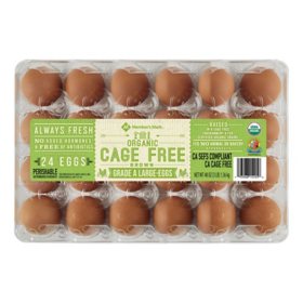 Member's Mark Brown Organic Cage Free Eggs, 24 ct.