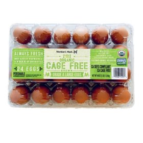 Member's Mark Brown Organic Cage Free Eggs, 24 ct.