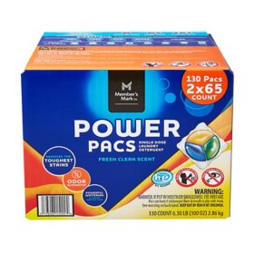 Member's Mark Laundry Detergent Power Pacs, Fresh Clean Scent 130 ct.