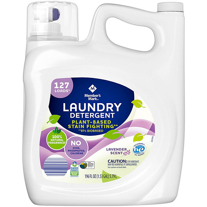 Member's Mark Plant Based Liquid Laundry Detergent, Lavender Scent 196 fl. oz., 127 loads