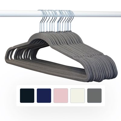 Set Of 10 Gray Velvet Hangers With Anti-slip Feature For Adult Clothing, To  Prevent Shoulder Bumps And Save Closet Space