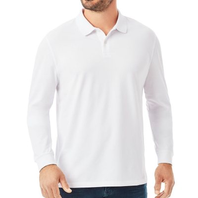 Essentials Men's Regular-Fit Long-Sleeve Pique Polo