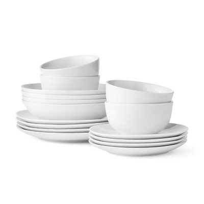 Series Blance 24 Piece Porcelain Plates Sets with 12 Soup Dinner