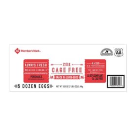 Member's Mark Cage Free Grade AA Large White Eggs, 5 dozen