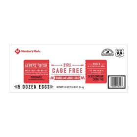 Member's Mark Cage Free White Large Eggs AA (60 ct.)