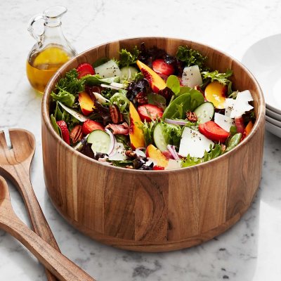 Member's Mark Acacia Wood Salad Bowl with Servers