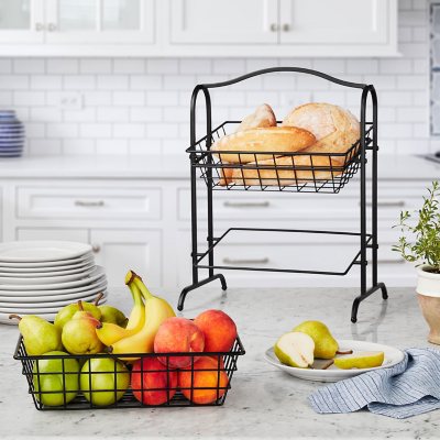 1/2-Tier Stackable Wire Baskets for Storage Pantry,Removable Countertop  Basket Organizer for Snack Fruit