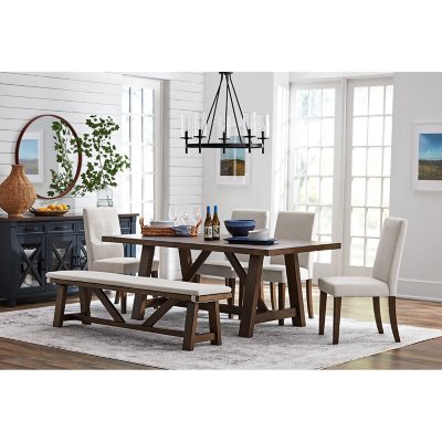Member's Mark Livingston 6-Piece Solid Wood Farmhouse Dining Table with Bench - Sam's Club
