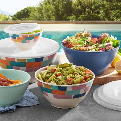 Member's Mark 10-Piece Bamboo Melamine Mixing Bowls with Lids Set