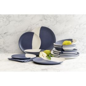 Member's Mark 18-Piece Bamboo Melamine Dinnerware Set (Assorted Colors)