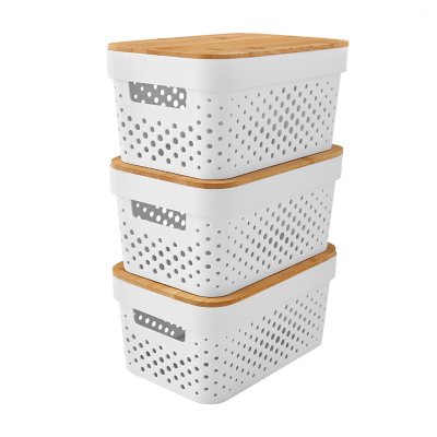 Member's Mark Multipurpose Vented Storage Bins with Bamboo Lids, Set of