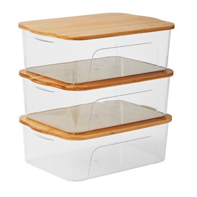 Member's Mark Multipurpose Storage Bins with Bamboo Lids - Set of 3,  Available in Small, Medium and Large