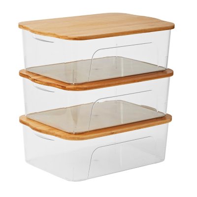 Member's Mark Multipurpose Storage Bins with Bamboo Lids - Set of 3, Available in Small, Medium and Large