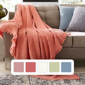 Member's Mark Cotton Waffle Throw, 60" x 70", Choose Color		