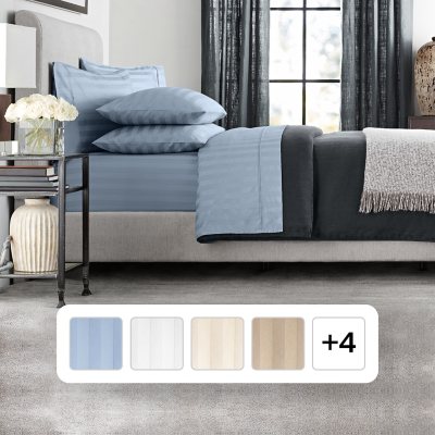Member’s Mark Hotel Premier Collection 700-Thread-Count Striped Egyptian Cotton Sheet Set, Assorted Sizes - Sam's Club